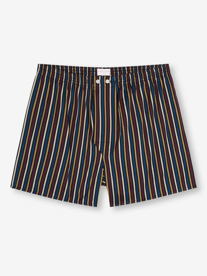 Classic Fit Boxer Shorts Men Derek Rose Classic Fit Boxers Wellington 57 Cotton Navy