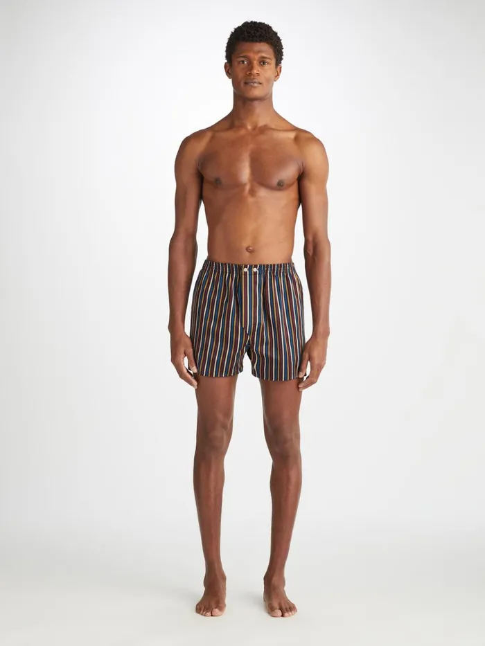 Classic Fit Boxer Shorts Men Derek Rose Classic Fit Boxers Wellington 57 Cotton Navy