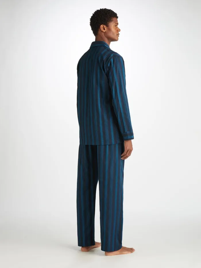 Classic Fit Pajamas Men Derek Rose Classic Fit Pajamas Royal 222 Cotton Navy