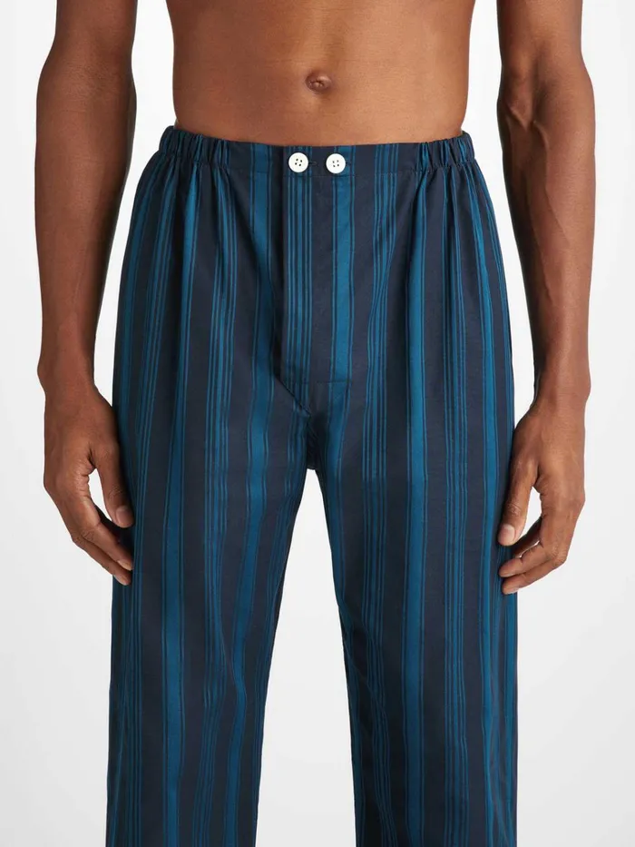 Classic Fit Pajamas Men Derek Rose Classic Fit Pajamas Royal 222 Cotton Navy