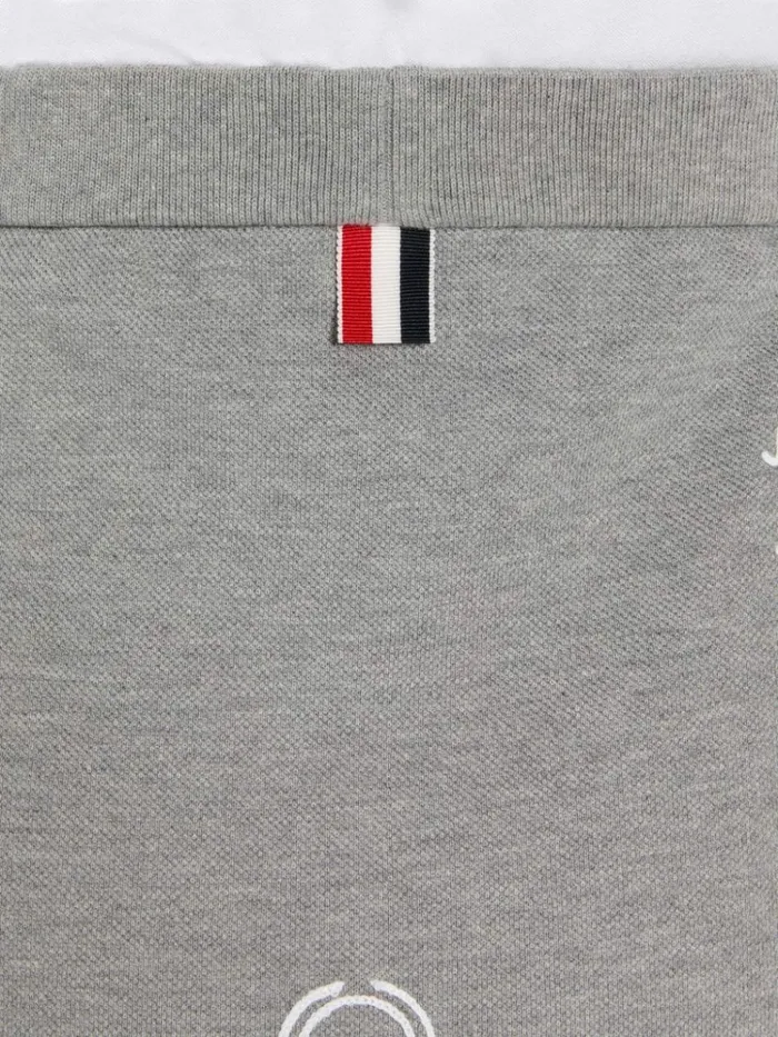 Classic Pique Chain Stitch 4bar and Mrs Thom Embroidery Knee Length Skirt Light Grey Women Thom Browne Skirts
