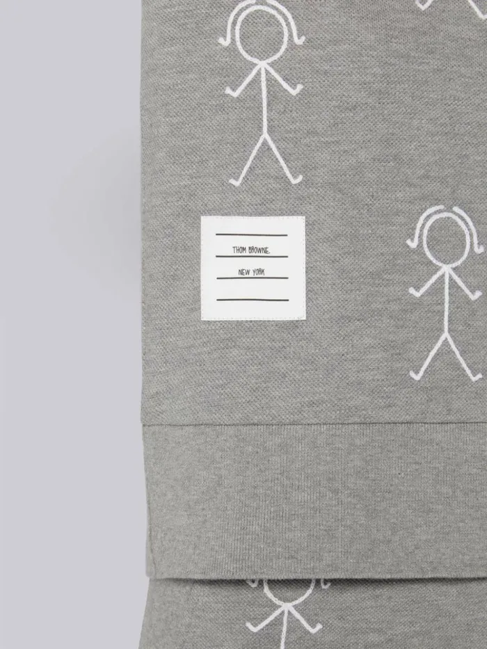 Classic Pique Chain Stitch 4bar and Mrs Thom Embroidery Short Sleeve Rib Cuff Polo Light Grey Women Thom Browne Tshirts and Polos