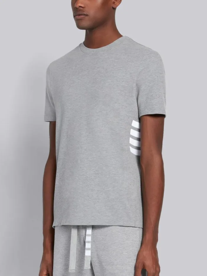 Classic Pique Rib Side Insert 4bar Tshirt Light Grey Men Thom Browne Tshirts and Polos Classic Pique Rib Side Insert 4bar Tshirt Light Grey Men Thom Browne Tshirts and Polos