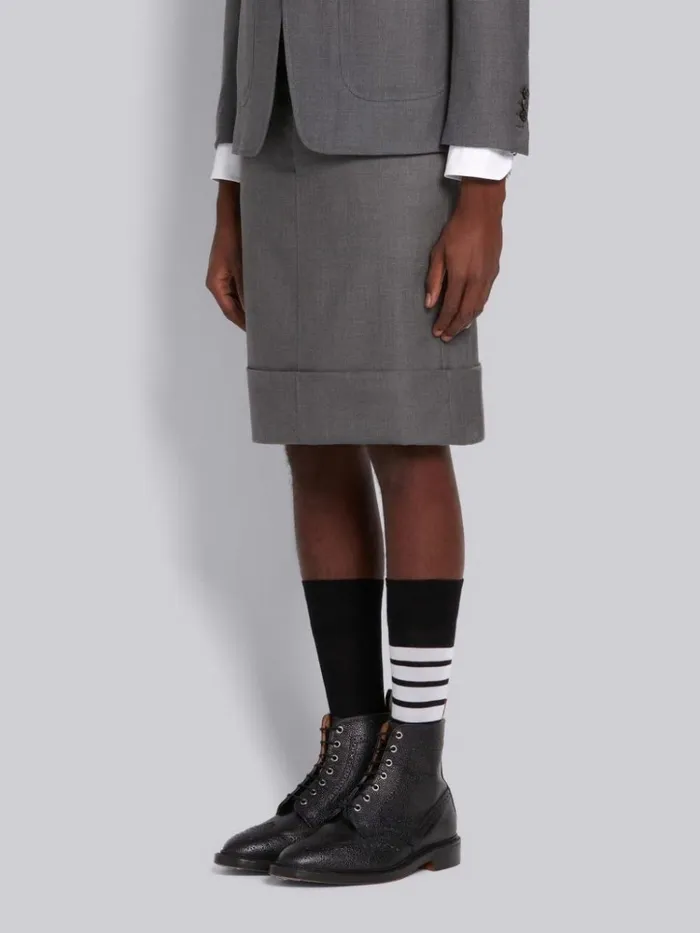 Classic Rise Knee Length Beltloop Skirt In Super 120s Twill Medium Grey Men Thom Browne Trousers Classic Rise Knee Length Beltloop Skirt In Super 120s Twill Medium Grey Men Thom Browne Trousers