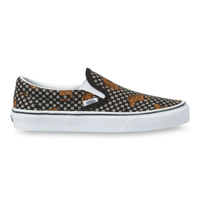 Classics Shoes MenWomen Vans Tiger Floral Classic SlipOn BlackTrue White Classics Shoes MenWomen Vans Tiger Floral Classic SlipOn BlackTrue White