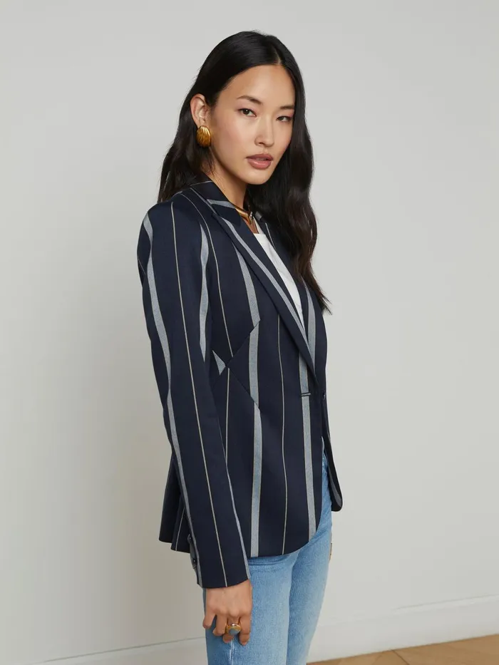 Clementine Striped Blazer Midnight Multi Stripe Women L039Agence Blazers and Jackets Clementine Striped Blazer Midnight Multi Stripe Women L039Agence Blazers and Jackets