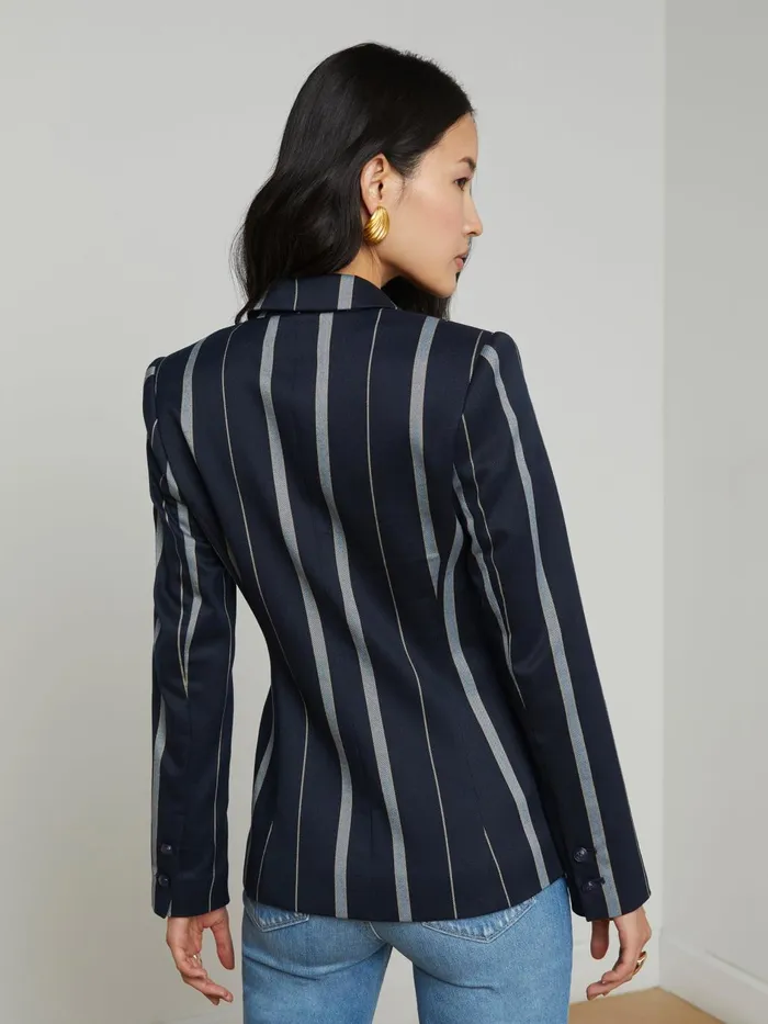 Clementine Striped Blazer Midnight Multi Stripe Women L039Agence Blazers and Jackets Clementine Striped Blazer Midnight Multi Stripe Women L039Agence Blazers and Jackets