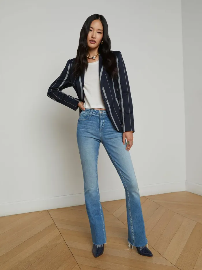 Clementine Striped Blazer Midnight Multi Stripe Women L039Agence Blazers and Jackets Clementine Striped Blazer Midnight Multi Stripe Women L039Agence Blazers and Jackets