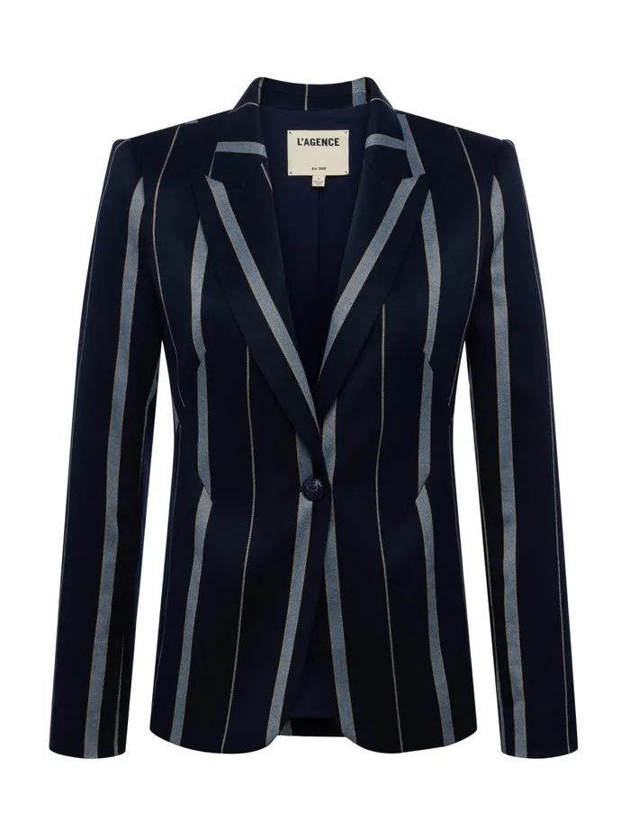 Clementine Striped Blazer Midnight Multi Stripe Women L039Agence Blazers and Jackets Clementine Striped Blazer Midnight Multi Stripe Women L039Agence Blazers and Jackets