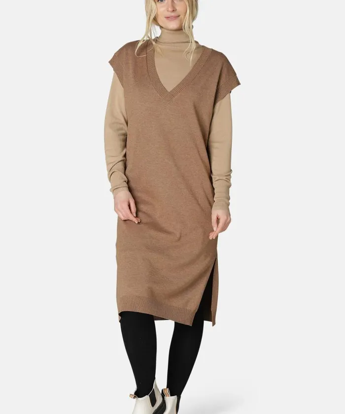 Clothing Ilse Jacobsen Knitwear Vest 8211 Dark Camel