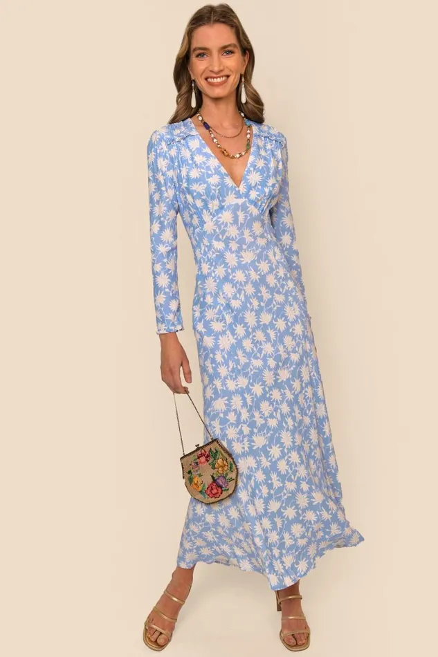 Clover Vintage Daisy Blue Women RIXO Dresses
