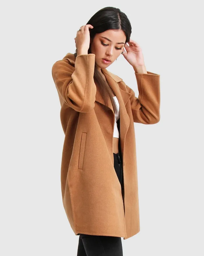 Coats and Jackets Belle and Bloom Women NEW FIT ExBoyfriend Wool Blend Oversized Jacket 8211 Camel