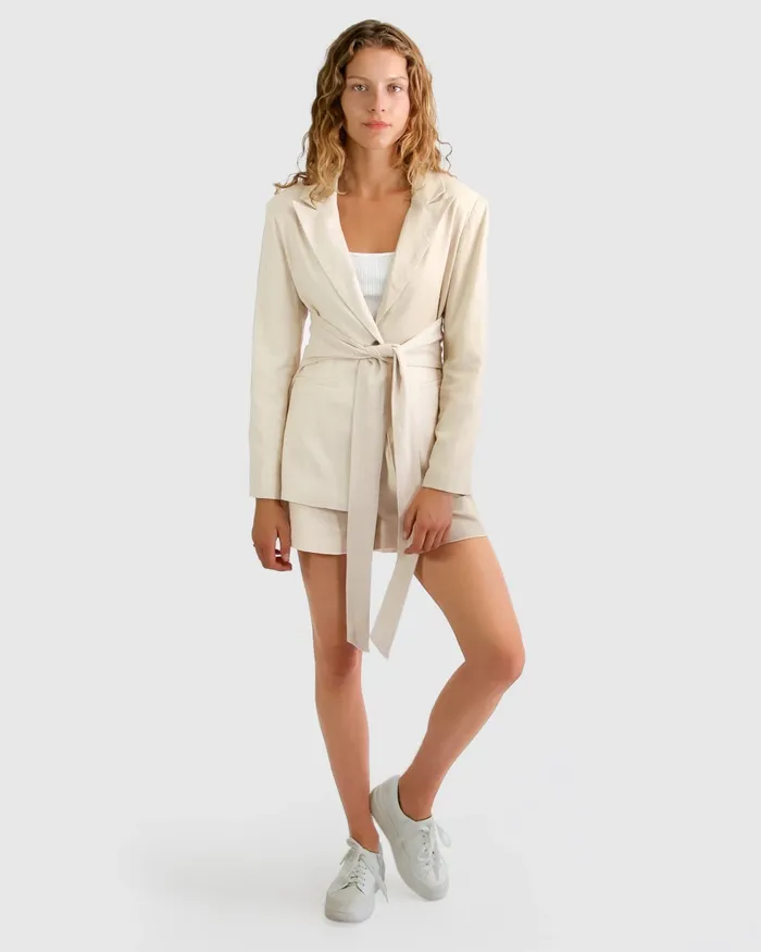 Coats and Jackets Belle and Bloom Women Synergy Wrap Blazer 8211 Natural