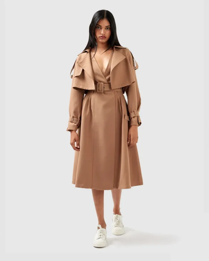 Coats and Jackets Women Belle and Bloom Manhattan Cropped Trench 8211 Camel