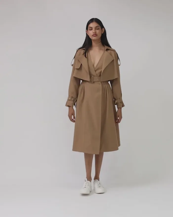 Coats and Jackets Women Belle and Bloom Manhattan Cropped Trench 8211 Camel