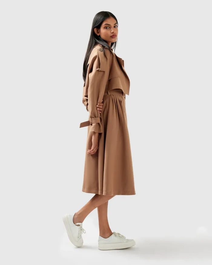 Coats and Jackets Women Belle and Bloom Manhattan Cropped Trench 8211 Camel