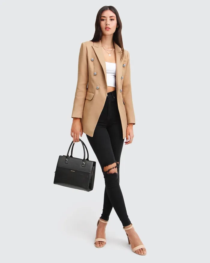 Coats and Jackets Women Belle and Bloom Princess Polina Textured Weave Blazer 8211 Camel