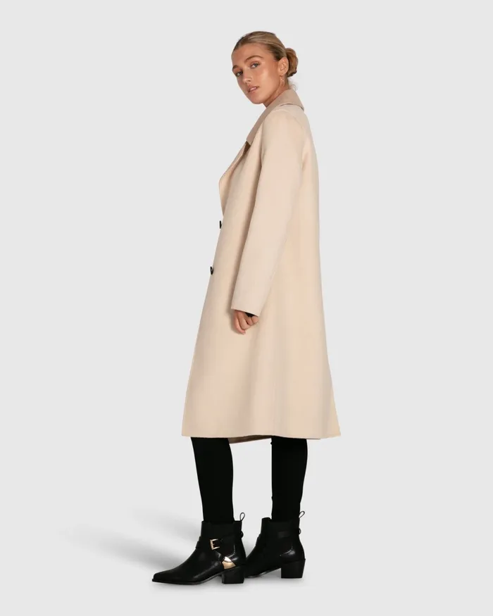 Coats and Jackets Women Lexington TwoTone Wool Blend Coat 8211 Beige Belle and Bloom
