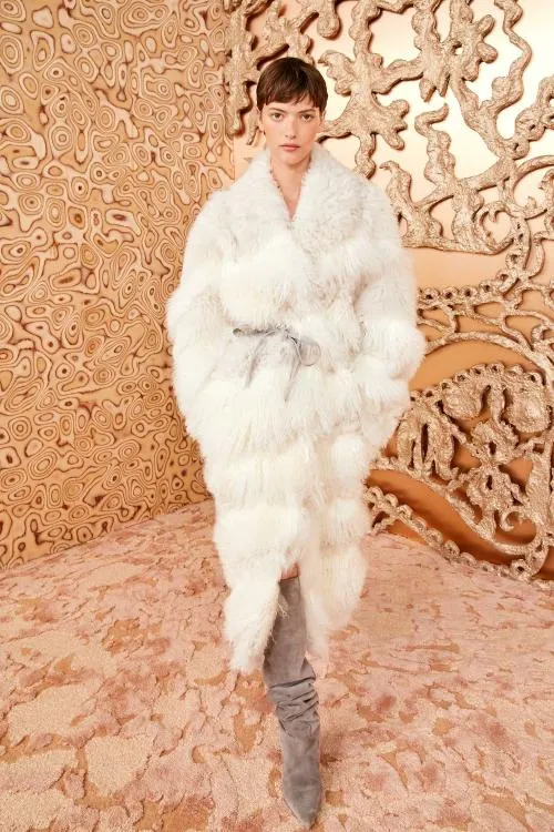 Coats And Jackets Women Ulla Johnson Emrys Shearling Coat Ivory Patchwork
