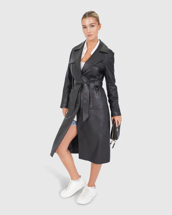Coats Women Belle and Bloom Unstoppable Leather Trench 8211 Black