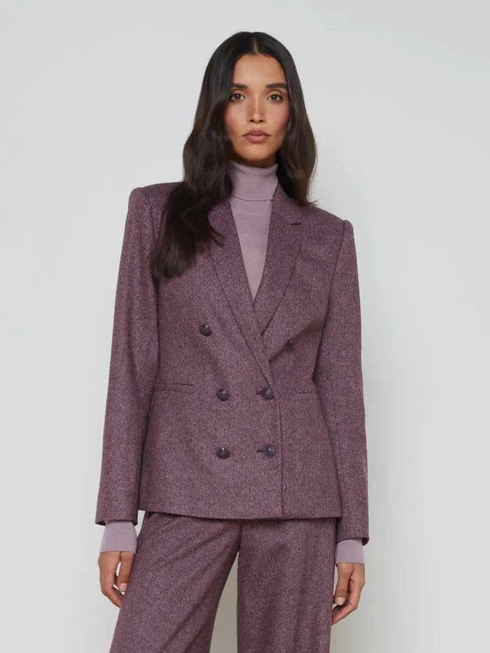 Colin Wool Blazer Deep Plum Multi Chevron Women L039Agence Blazers and Jackets