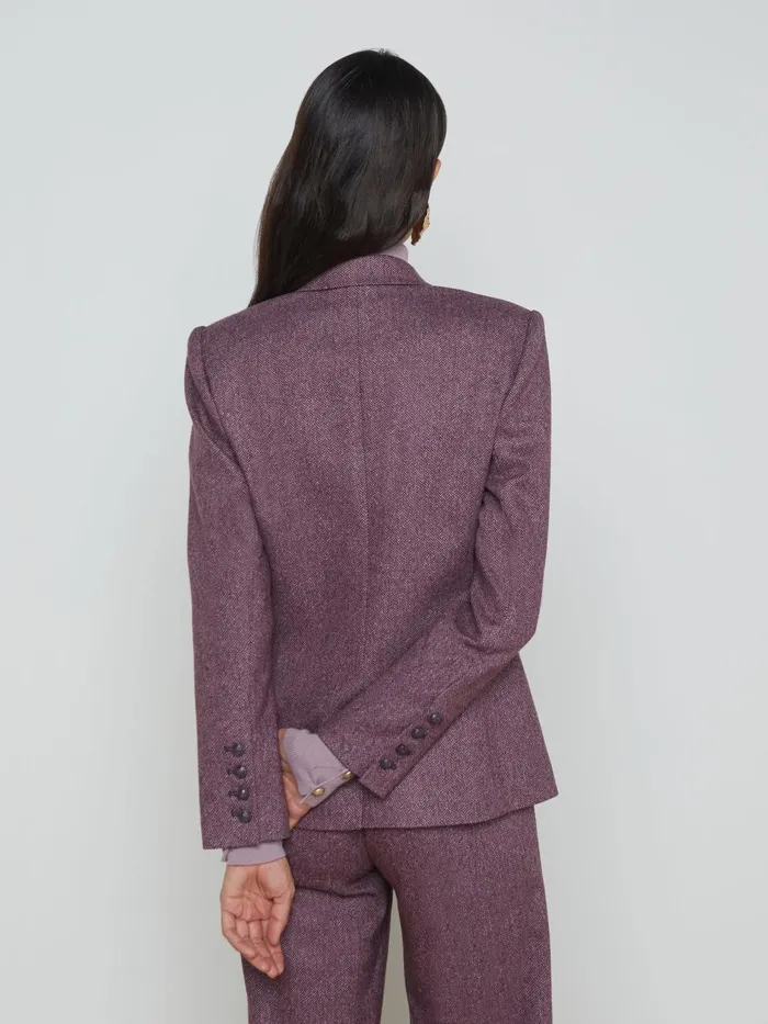 Colin Wool Blazer Deep Plum Multi Chevron Women L039Agence Blazers and Jackets Colin Wool Blazer Deep Plum Multi Chevron Women L039Agence Blazers and Jackets