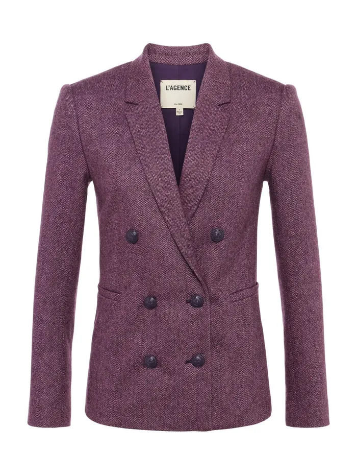 Colin Wool Blazer Deep Plum Multi Chevron Women L039Agence Blazers and Jackets Colin Wool Blazer Deep Plum Multi Chevron Women L039Agence Blazers and Jackets