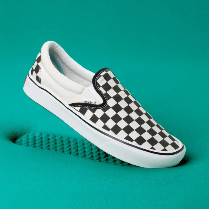ComfyCush Checkerboard SlipOn BlackOff White Classics Shoes Vans Men