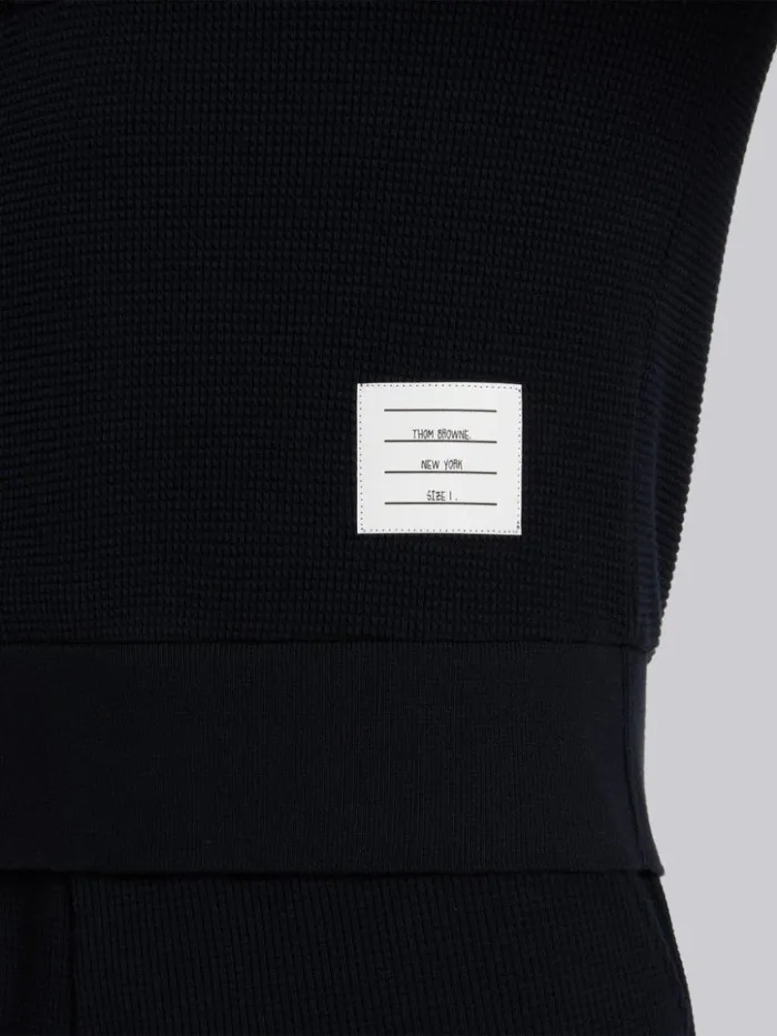 Compact Waffle Rib Cuff 4bar Polo Navy Men Thom Browne Tshirts and Polos