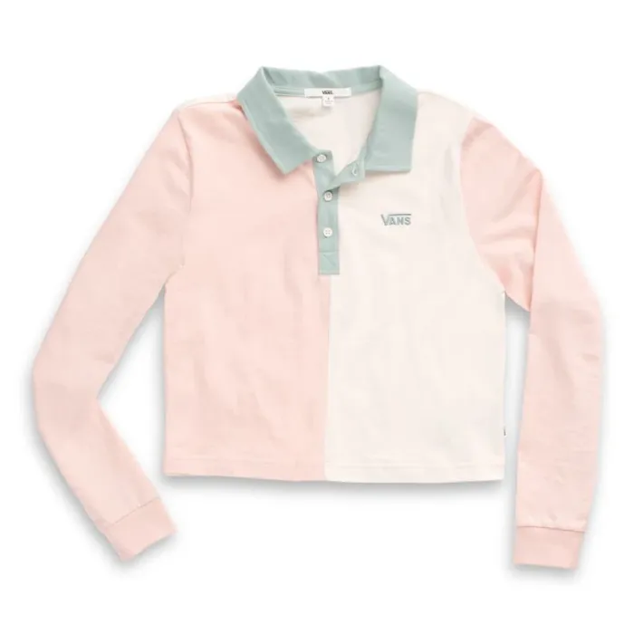 Core Skate Long Sleeve Crop Polo Shirt Peachy Keen Tops Vans Women