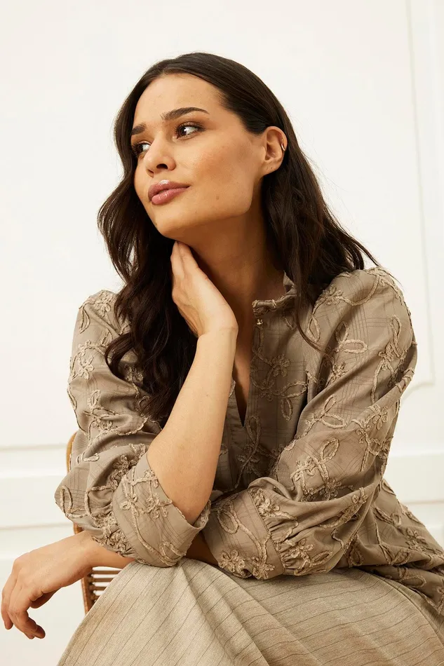 CORI BLOUSE 16058 804 Mocca 804 Women IN FRONT BLOUSES SHIRTS