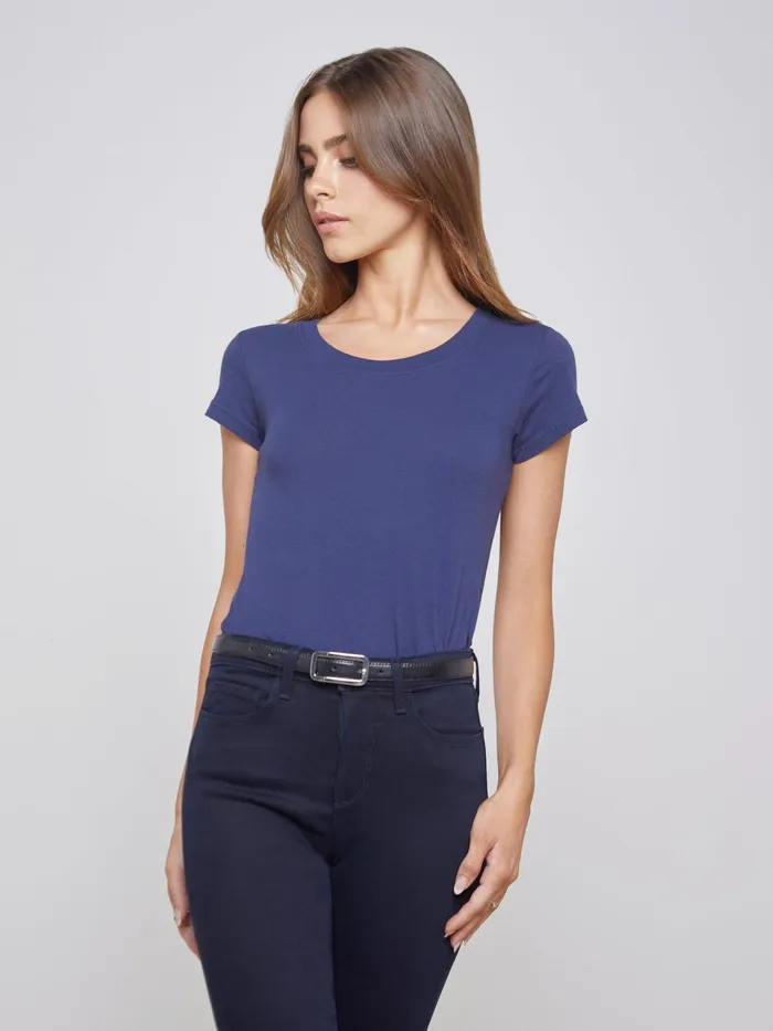 Cory Cotton Scoopneck Tee Navy Women L039Agence Tees
