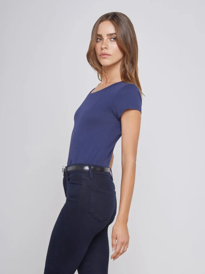 Cory Cotton Scoopneck Tee Navy Women L039Agence Tees Cory Cotton Scoopneck Tee Navy Women L039Agence Tees