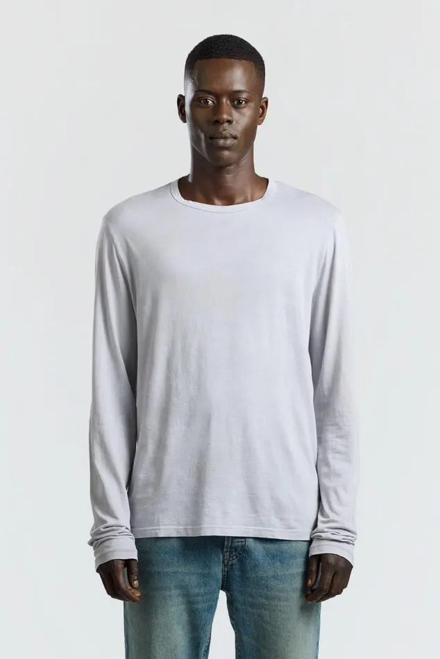 COTTON CITIZEN Classic Crew Long Sleeve Shirt Vintage Silver Men Shirts