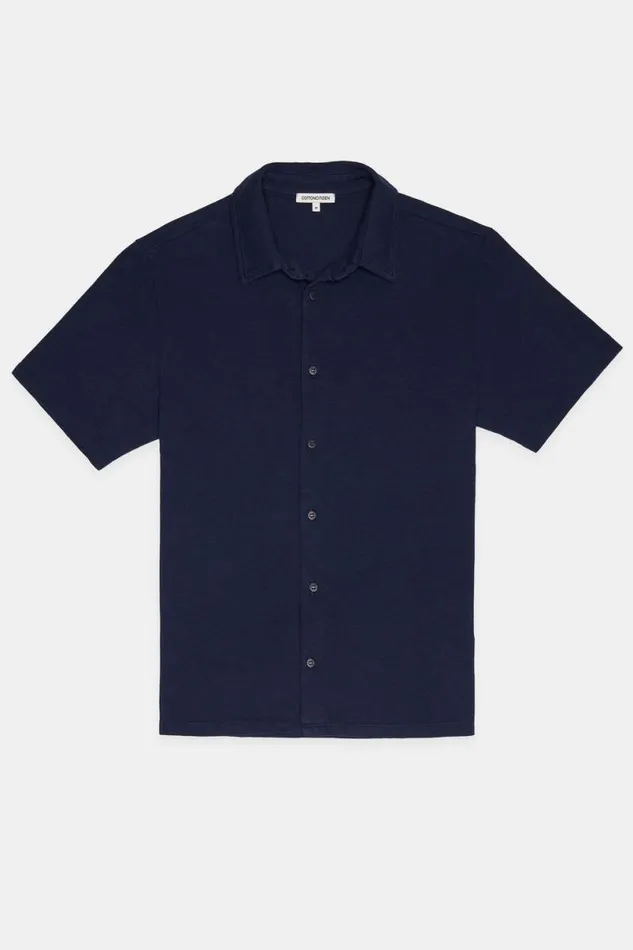 COTTON CITIZEN Presley Short Sleeve Buttondown Super Navy Men Shirts COTTON CITIZEN Presley Short Sleeve Buttondown Super Navy Men Shirts