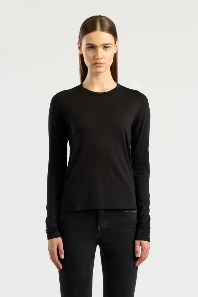 COTTON CITIZEN Standard Long Sleeve Shirt Jet Black Women Shirts