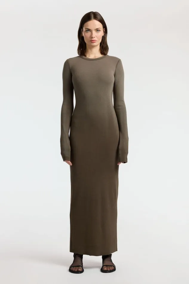 COTTON CITIZEN Verona Crewneck Maxi Dress Fossil Cast Women Dresses Skirts