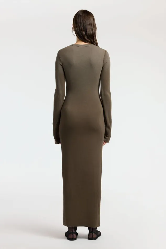 COTTON CITIZEN Verona Crewneck Maxi Dress Fossil Cast Women Dresses Skirts COTTON CITIZEN Verona Crewneck Maxi Dress Fossil Cast Women Dresses Skirts