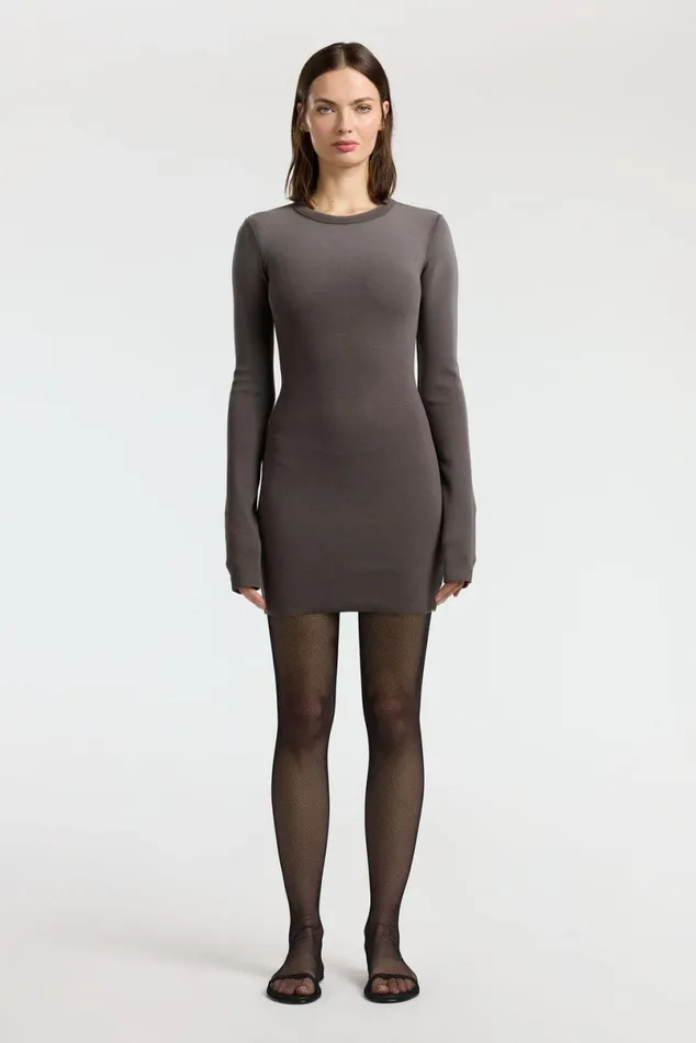 COTTON CITIZEN Verona Crewneck Mini Dress Stone Cast Women Dresses Skirts