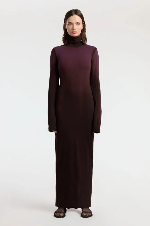 COTTON CITIZEN Verona Turtleneck Maxi Dress Eggplant Cast Women Dresses Skirts