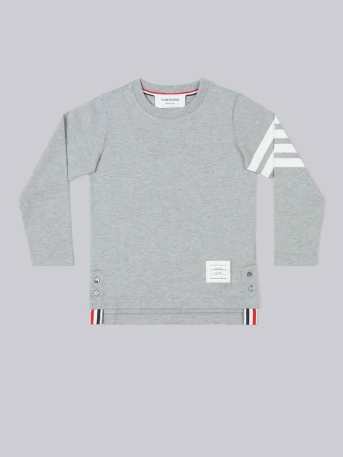 Cotton Jersey 4bar Long Sleeve Tshirt Light Grey GirlsBoys Thom Browne Sweats And Tshirt Cotton Jersey 4bar Long Sleeve Tshirt Light Grey GirlsBoys Thom Browne Sweats And Tshirt