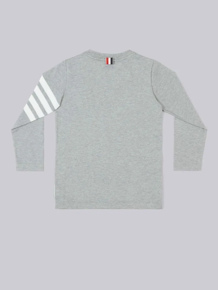 Cotton Jersey 4bar Long Sleeve Tshirt Light Grey GirlsBoys Thom Browne Sweats And Tshirt Cotton Jersey 4bar Long Sleeve Tshirt Light Grey GirlsBoys Thom Browne Sweats And Tshirt