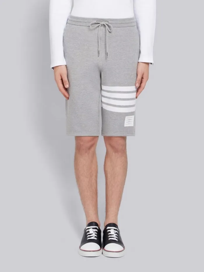 Cotton Loopback Engineered 4bar Sweat Shorts Light Grey Men Thom Browne Sweats Cotton Loopback Engineered 4bar Sweat Shorts Light Grey Men Thom Browne Sweats