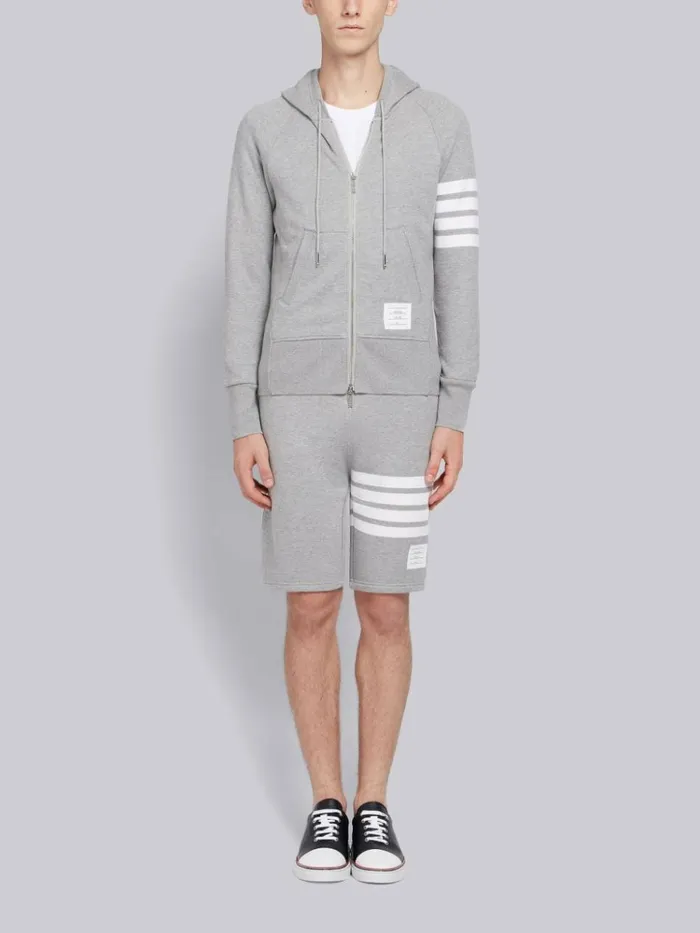 Cotton Loopback Engineered 4bar Sweat Shorts Light Grey Men Thom Browne Sweats