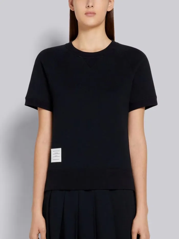 Cotton Loopback Shortsleeved Sweatshirt Top Navy Women Thom Browne Sweats