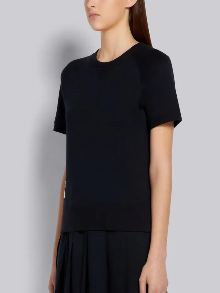 Cotton Loopback Shortsleeved Sweatshirt Top Navy Women Thom Browne Sweats
