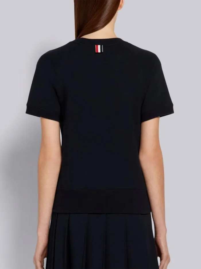 Cotton Loopback Shortsleeved Sweatshirt Top Navy Women Thom Browne Sweats