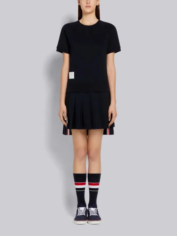 Cotton Loopback Shortsleeved Sweatshirt Top Navy Women Thom Browne Sweats