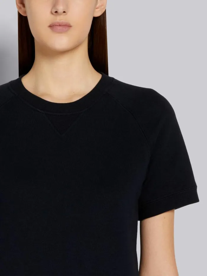 Cotton Loopback Shortsleeved Sweatshirt Top Navy Women Thom Browne Sweats