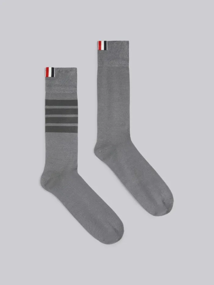 Cotton Midcalf 4bar Socks Medium Grey WomenMen Thom Browne Socks